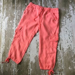 INC Beach Linen Coral Crop Pants
